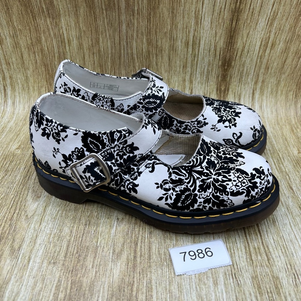 Dr. Martens Mary Jane 5026 Women's Size 7 Black White Floral Y2K Leather Shoes - Picture 10 of 10